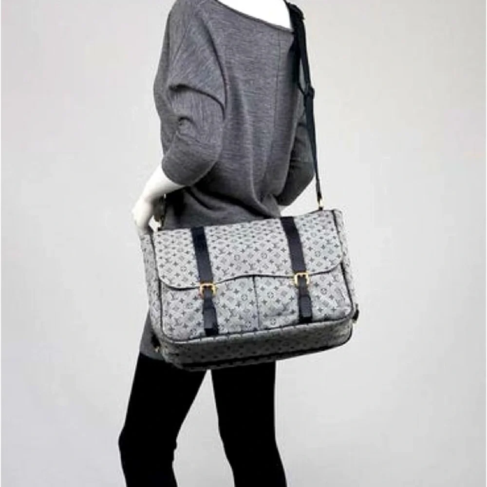 LOUIS VUITTON 100% Authentic Blue Monogram Mini Lin Sac A Langer Diaper Bag